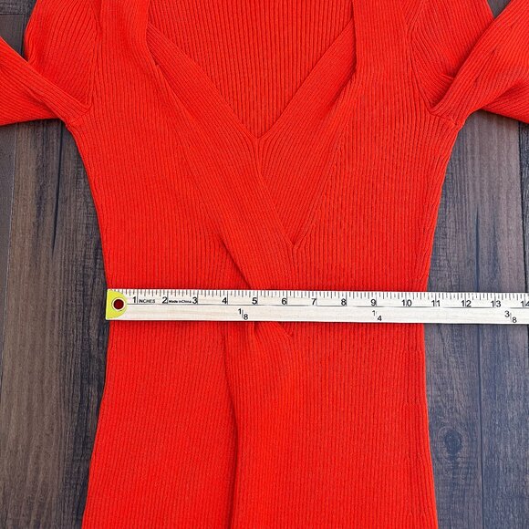 Boss by Hugo Boss Famelina Ribbed Cutout Bodycon Dress Thick Knit Size XS Orange - Picture 14 of 15